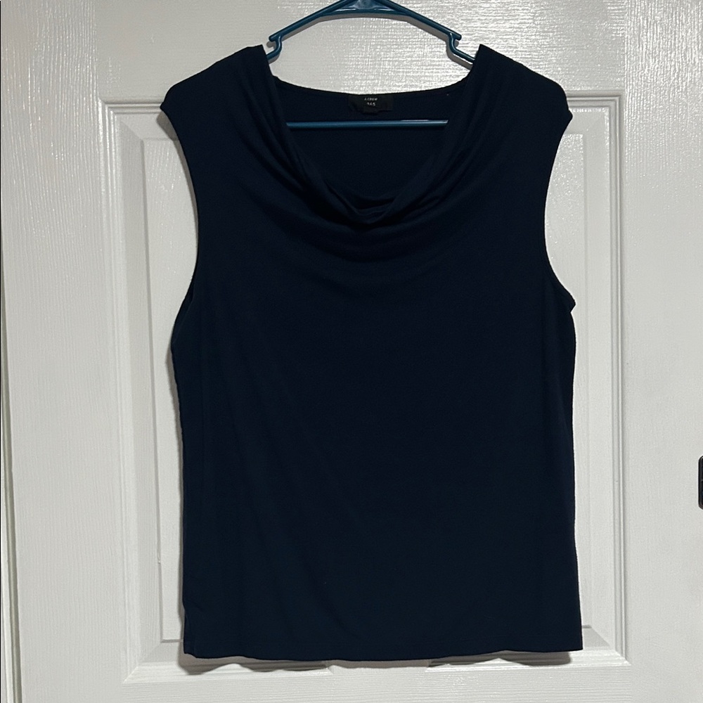 J. Crew Midnight Blue Sleeveless Top Cowl Neck